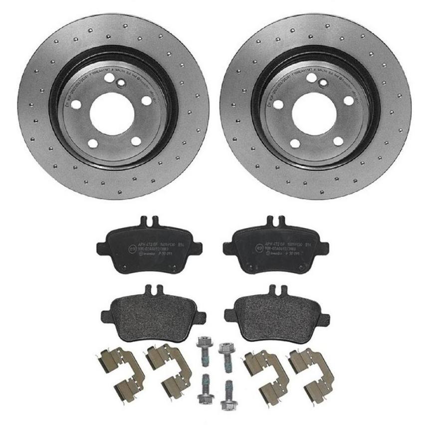 Mercedes Brembo Brakes Kit - Pads and Rotors Rear (295mm) (Xtra) (Low-Met) 246423011207 - Brembo 1564369KIT